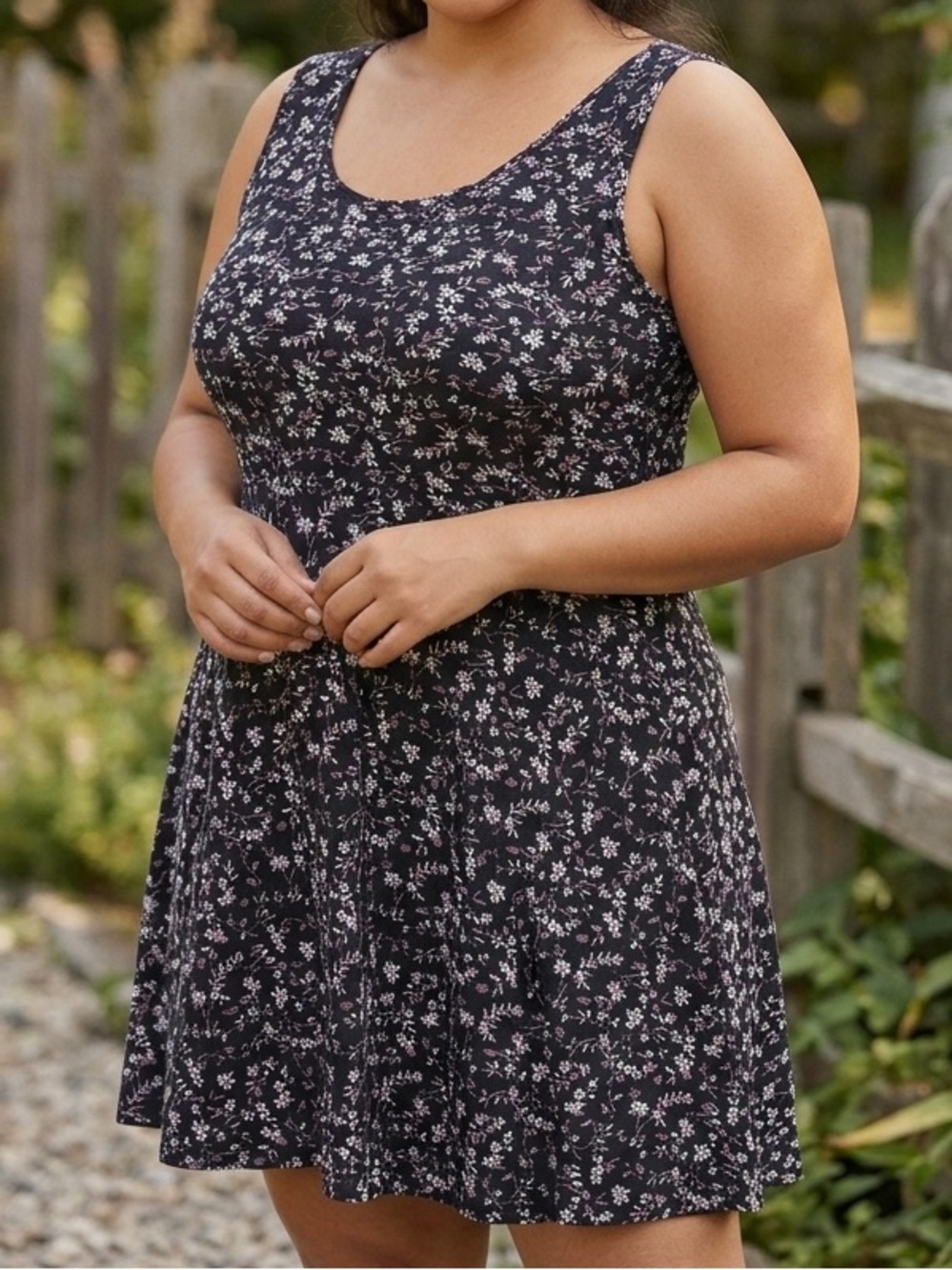 Black & Purple Floral Fit & Flare Dress XL 2 Dye 4